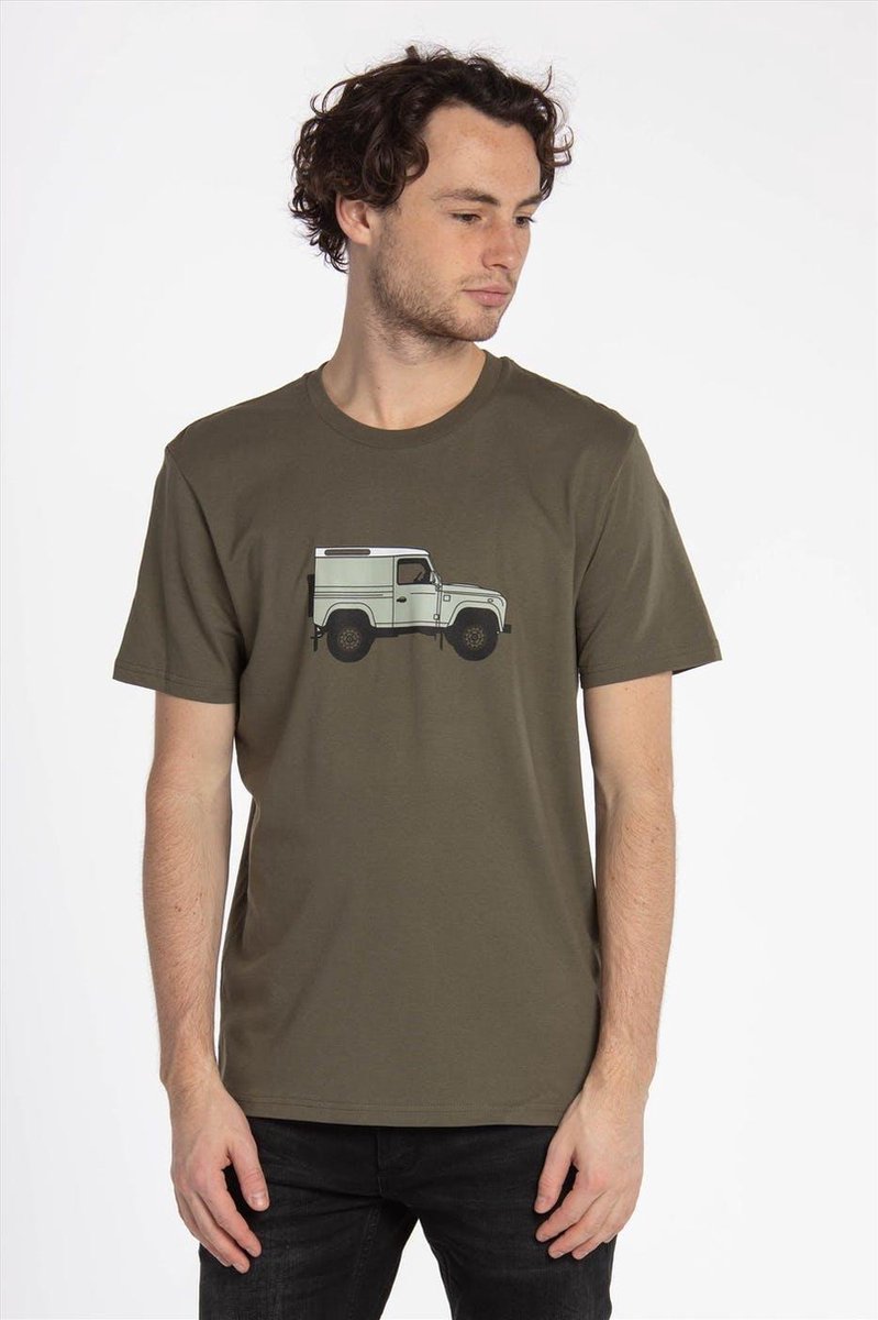 Brooklyn Olijfgroene Piston Club-Land Rover Defender T-shirt | Auto | Grappig | Cadeau  - Maat M